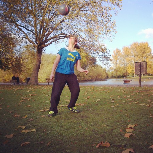 Lynsey gets to grip with the football!