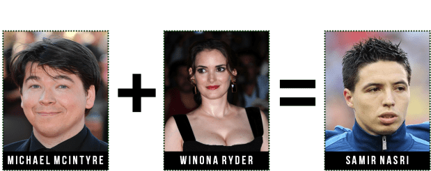 Samir Nasri does have a touch of the McIntyre's about him but is Winona the right mother?