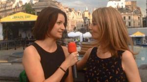 Lynsey & Kait at 'Brazil Day' in Trafalgar square before heading off to Brazil for the World Cup.